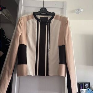 BCBG Cream and Black Colorblock Blazer